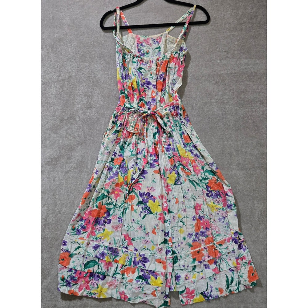 Rene Derhy Watercolor Dress Medium Boho Cottagecore Euro French‎ Garden Party